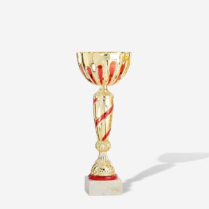 Copa Vaso oro motivos rojos 28 cms.