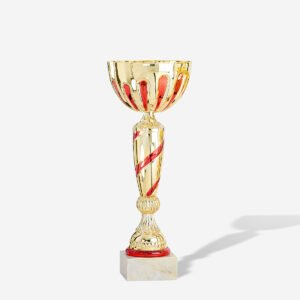 Copa Vaso oro motivos rojos 33 cms.