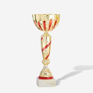 Copa Vaso oro motivos rojos 36 cms.