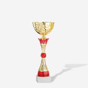 Copa vaso oro motivos rojos 39 cms.