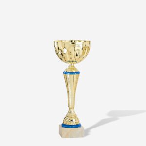 Copa vaso oro motivos azules 36 cms.