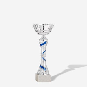 Copa Vaso plata motivos azules 36 cms.