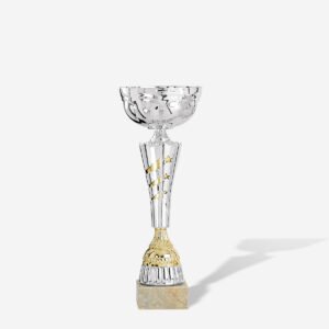 Copa vaso plata motivos oro 37 cms.