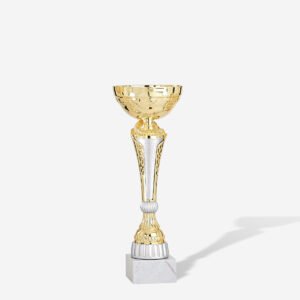 Copa vaso oro motivos plata 29 cms.